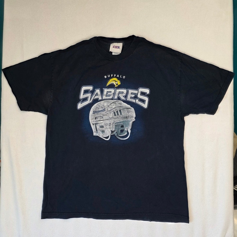 CSA Buffalo Sabres NHL Hockey T-Shirt XL Navy Blue Cotton Graphic Vintage Y2k